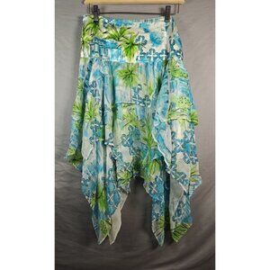 LILLY PULITZER‎ GISELLE SKIRT BELLE VILLA Silk Blend Skirt Handkerchief Hem Sz 8